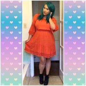 Lane Bryant Orange Mini Peasant Dress Size 14/16